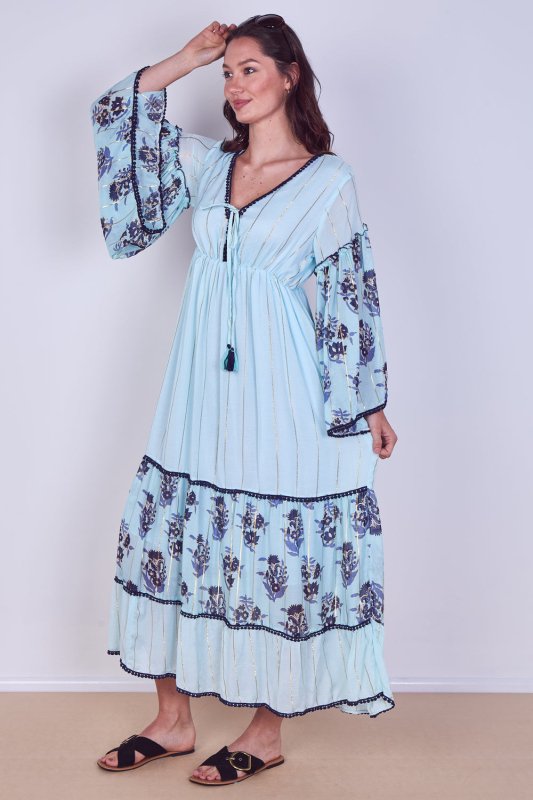 Bohemian Tiered Maxi Dress – Flowy Viscose Elegance - Dresses - British D'sire