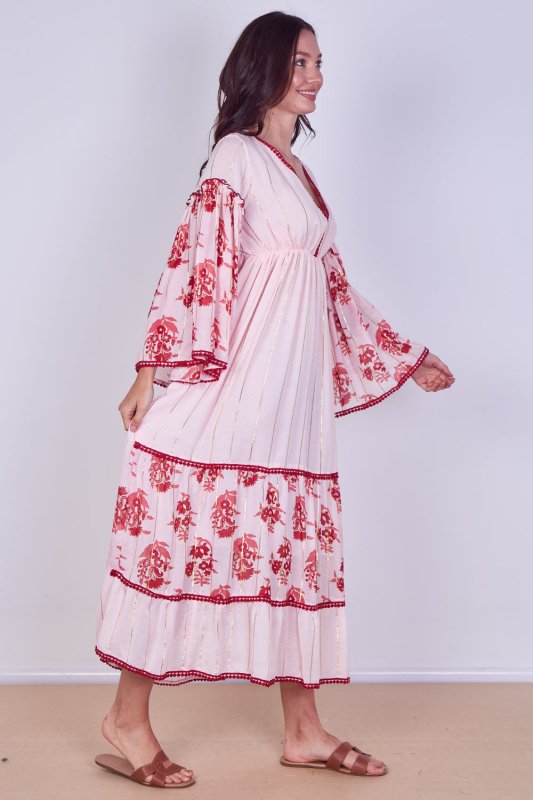 Bohemian Tiered Maxi Dress – Flowy Viscose Elegance - Dresses - British D'sire