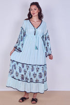 Bohemian Tiered Maxi Dress – Flowy Viscose Elegance - Dresses - British D'sire