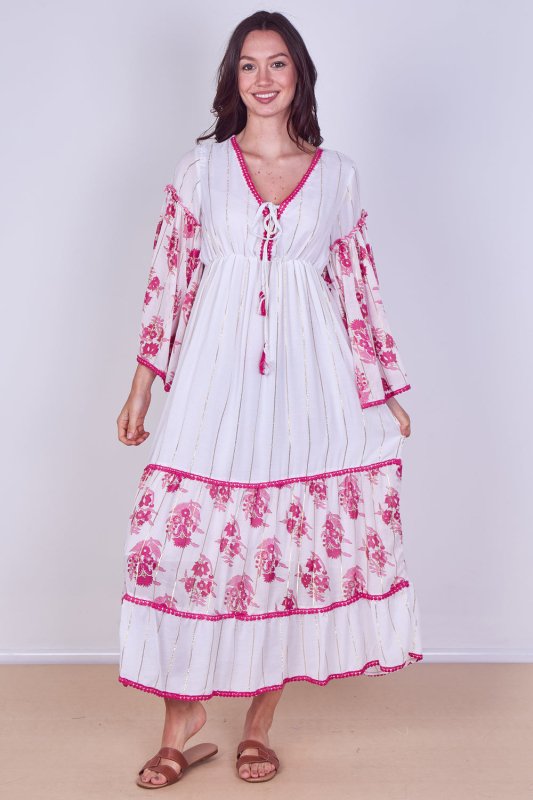 Bohemian Tiered Maxi Dress – Flowy Viscose Elegance - Dresses - British D'sire