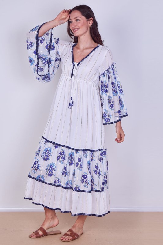 Bohemian Tiered Maxi Dress – Flowy Viscose Elegance - Dresses - British D'sire