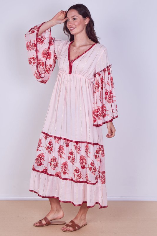 Bohemian Tiered Maxi Dress – Flowy Viscose Elegance - Dresses - British D'sire