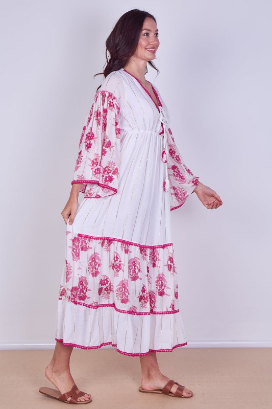 Bohemian Tiered Maxi Dress – Flowy Viscose Elegance - Dresses - British D'sire