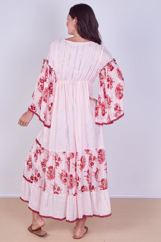 Bohemian Tiered Maxi Dress – Flowy Viscose Elegance - Dresses - British D'sire