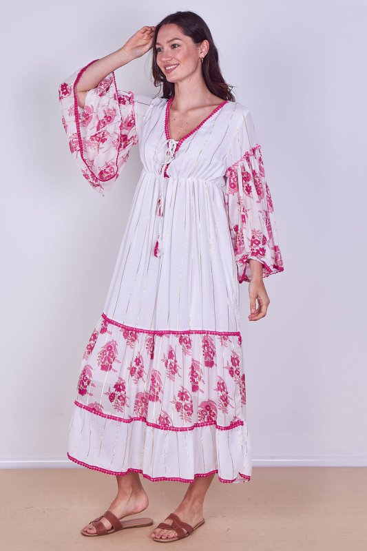 Bohemian Tiered Maxi Dress – Flowy Viscose Elegance - Dresses - British D'sire