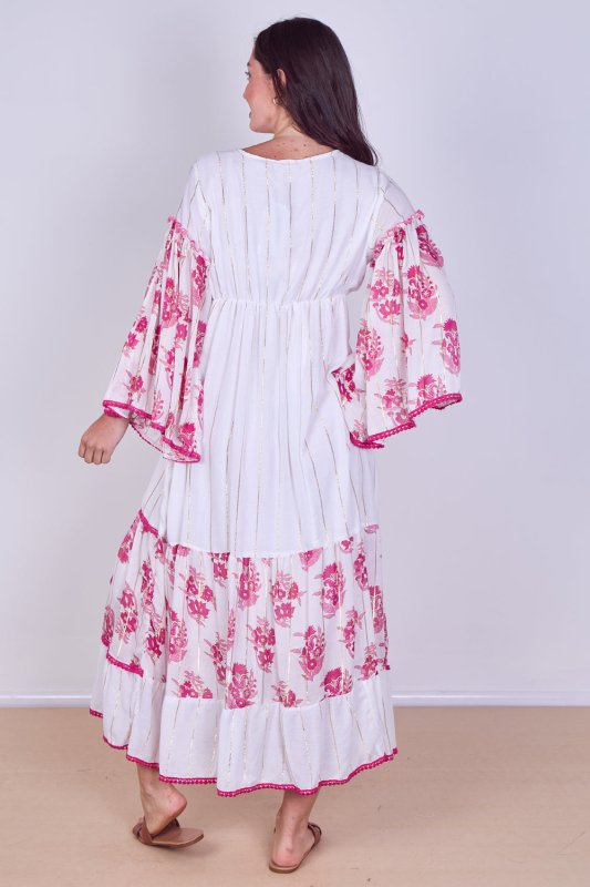Bohemian Tiered Maxi Dress – Flowy Viscose Elegance - Dresses - British D'sire