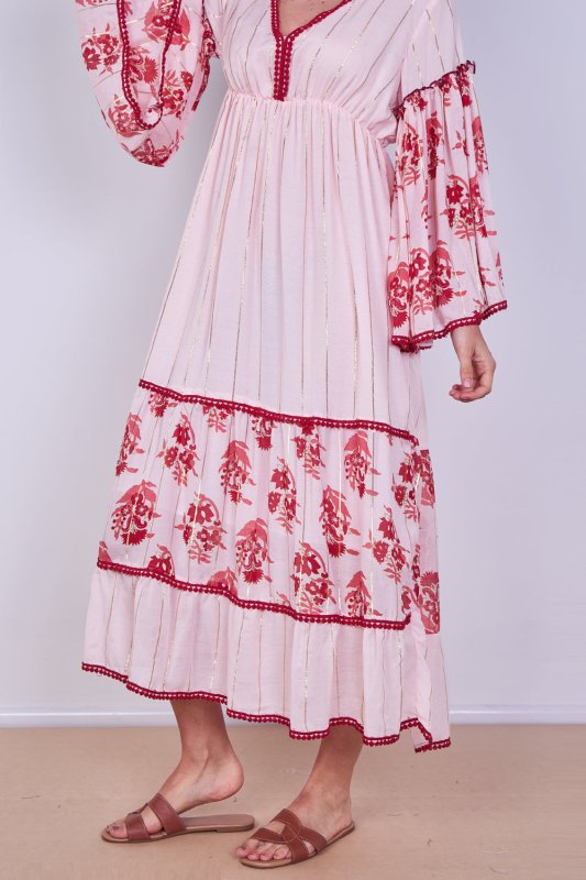 Bohemian Tiered Maxi Dress – Flowy Viscose Elegance - Dresses - British D'sire