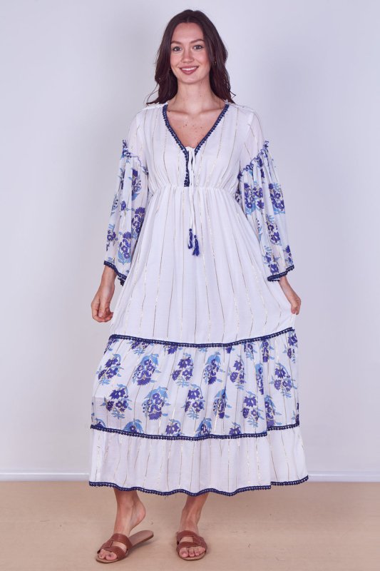 Bohemian Tiered Maxi Dress – Flowy Viscose Elegance - Dresses - British D'sire