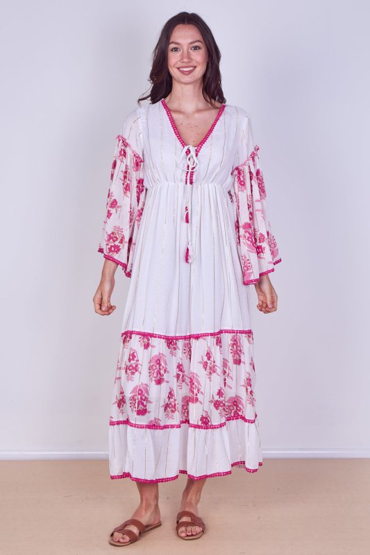Bohemian Tiered Maxi Dress – Flowy Viscose Elegance - Dresses - British D'sire