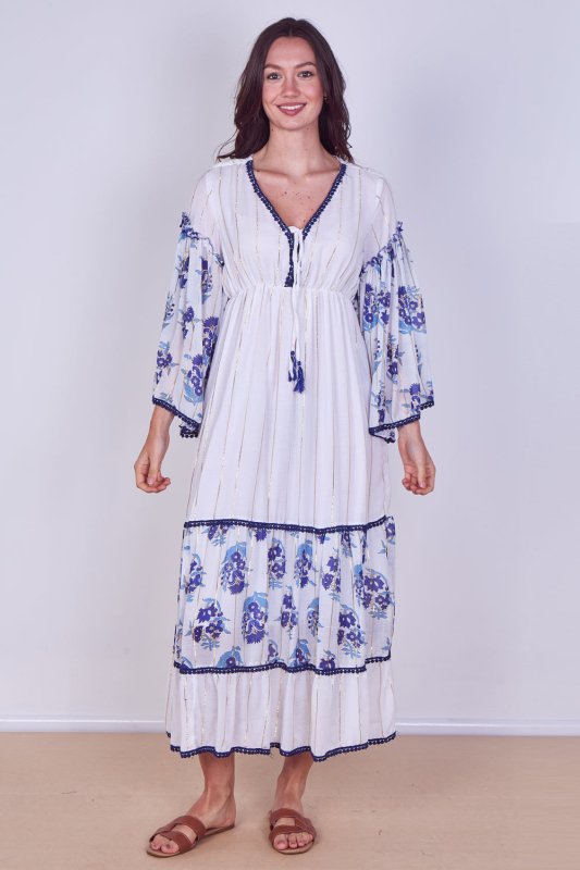 Bohemian Tiered Maxi Dress – Flowy Viscose Elegance - Dresses - British D'sire