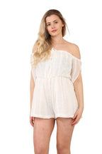 Boho Chic White Off - Shoulder Playsuit – Elegant Summer Romper - Jumpsuit - British D'sire