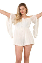 Boho Chic White Off - Shoulder Playsuit – Elegant Summer Romper - Jumpsuit - British D'sire