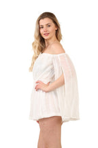 Boho Chic White Off - Shoulder Playsuit – Elegant Summer Romper - Jumpsuit - British D'sire