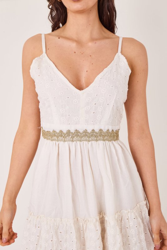 Boho Cotton Maxi Dress – Off White Summer Tiered Dress - Dresses - British D'sire