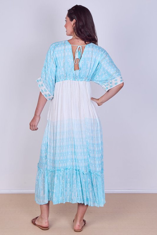 Boho Embroidered Maxi Dress with Tassel Tie – One Size (UK 8–14) - Dresses - British D'sire