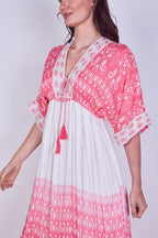 Boho Embroidered Maxi Dress with Tassel Tie – One Size (UK 8–14) - Dresses - British D'sire