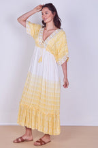 Boho Embroidered Maxi Dress with Tassel Tie – One Size (UK 8–14) - Dresses - British D'sire
