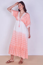 Boho Embroidered Maxi Dress with Tassel Tie – One Size (UK 8–14) - Dresses - British D'sire