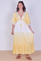 Boho Embroidered Maxi Dress with Tassel Tie – One Size (UK 8–14) - Dresses - British D'sire