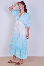 Boho Embroidered Maxi Dress with Tassel Tie – One Size (UK 8–14) - Dresses - British D'sire