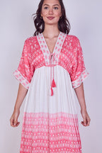 Boho Embroidered Maxi Dress with Tassel Tie – One Size (UK 8–14) - Dresses - British D'sire