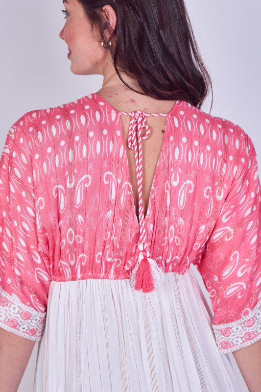 Boho Embroidered Maxi Dress with Tassel Tie – One Size (UK 8–14) - Dresses - British D'sire