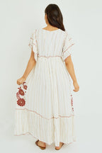 Boho Embroidered Maxi Dress - Dresses - British D'sire