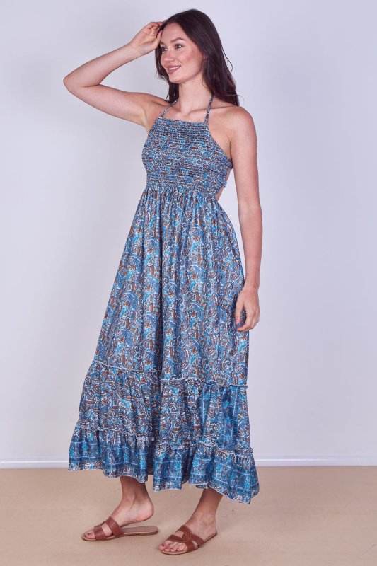 Boho Paisley Halterneck Maxi Dress - Dresses - British D'sire