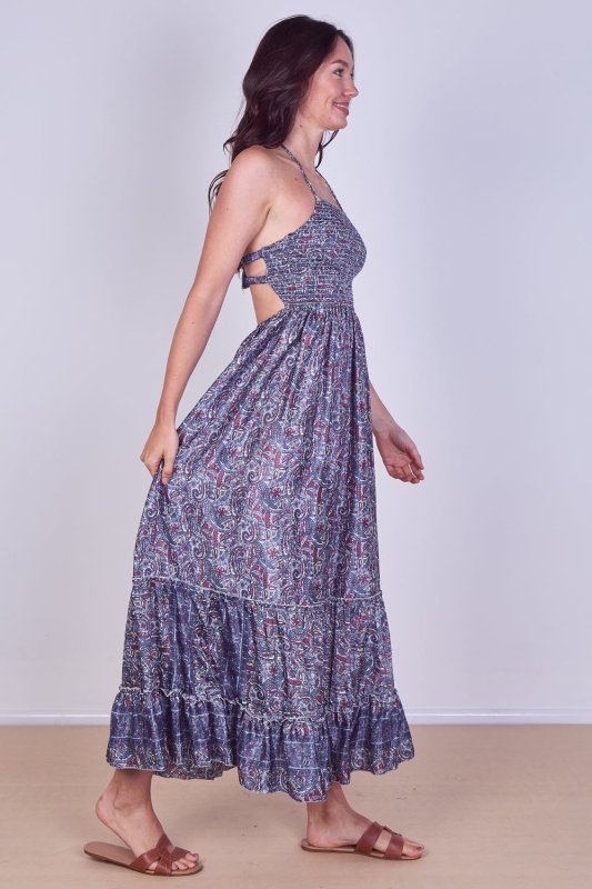 Boho Paisley Halterneck Maxi Dress - Dresses - British D'sire