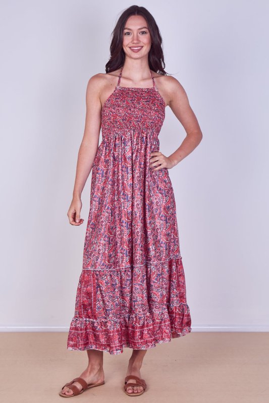 Boho Paisley Halterneck Maxi Dress - Dresses - British D'sire