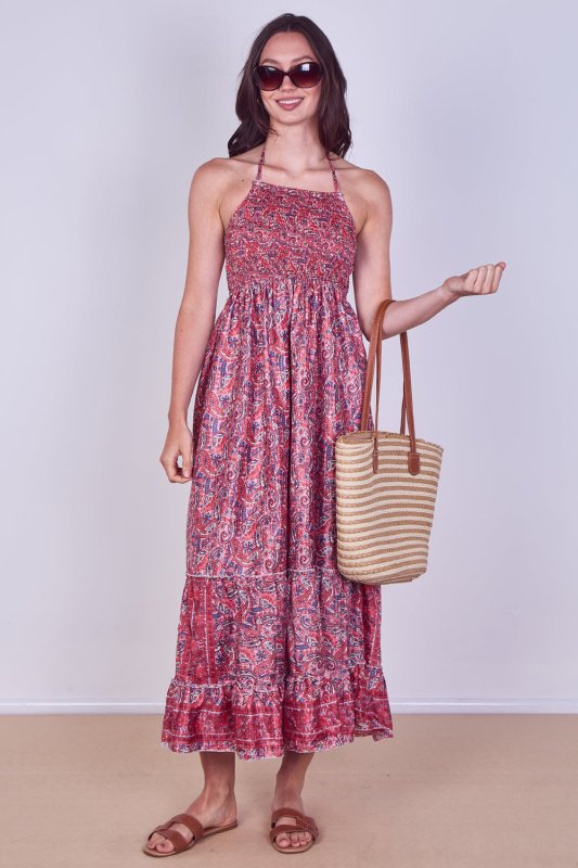Boho Paisley Halterneck Maxi Dress - Dresses - British D'sire