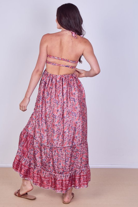 Boho Paisley Halterneck Maxi Dress - Dresses - British D'sire