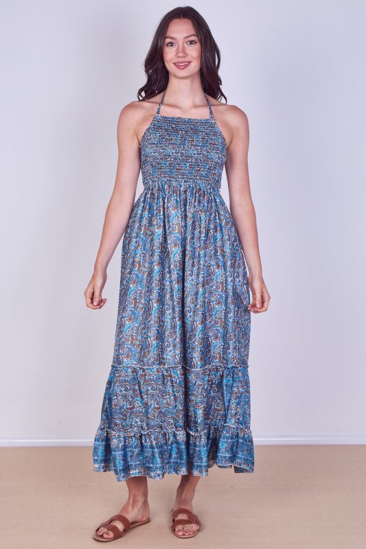 Boho Paisley Halterneck Maxi Dress - Dresses - British D'sire