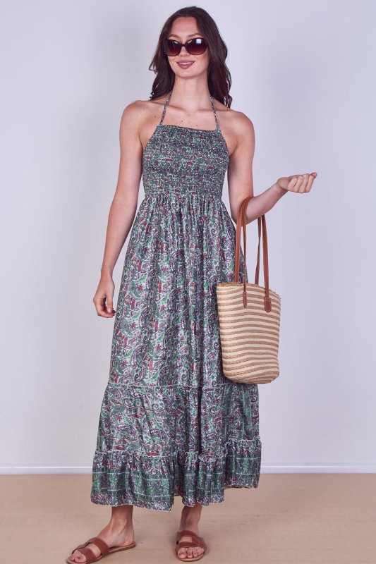 Boho Paisley Halterneck Maxi Dress - Dresses - British D'sire