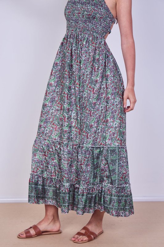 Boho Paisley Halterneck Maxi Dress - Dresses - British D'sire