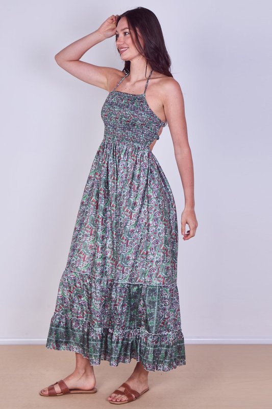Boho Paisley Halterneck Maxi Dress - Dresses - British D'sire