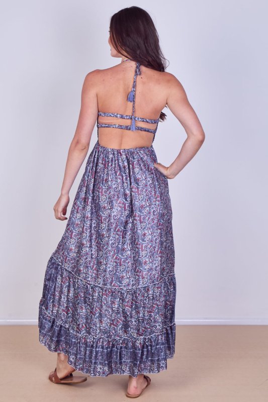Boho Paisley Halterneck Maxi Dress - Dresses - British D'sire