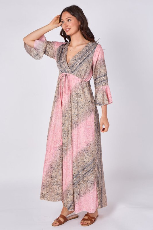 Boho Paisley Maxi Dress – Adjustable Tie Waist - Dresses - British D'sire