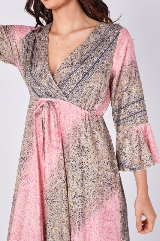 Boho Paisley Maxi Dress – Adjustable Tie Waist - Dresses - British D'sire