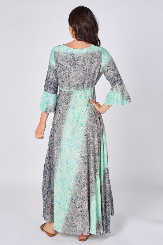 Boho Paisley Maxi Dress – Adjustable Tie Waist - Dresses - British D'sire
