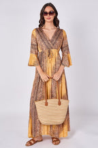 Boho Paisley Maxi Dress – Adjustable Tie Waist - Dresses - British D'sire