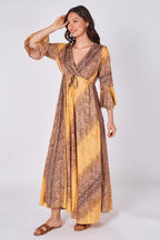 Boho Paisley Maxi Dress – Adjustable Tie Waist - Dresses - British D'sire