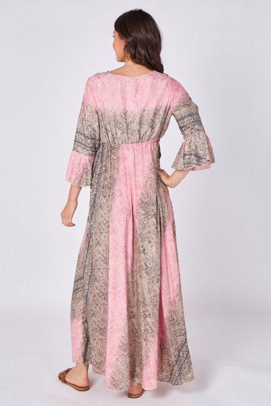 Boho Paisley Maxi Dress – Adjustable Tie Waist - Dresses - British D'sire