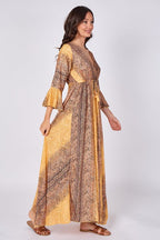 Boho Paisley Maxi Dress – Adjustable Tie Waist - Dresses - British D'sire