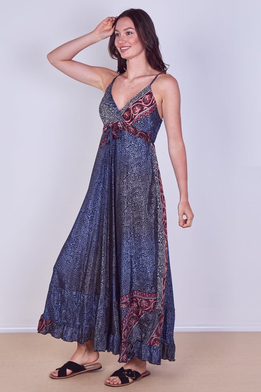 Boho Paisley Tie - Front Maxi Dress - Dresses - British D'sire