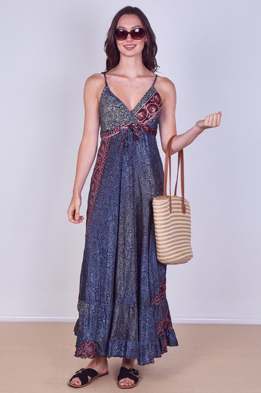 Boho Paisley Tie - Front Maxi Dress - Dresses - British D'sire Main image
