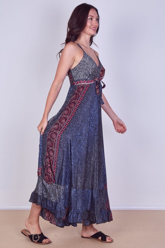 Boho Paisley Tie - Front Maxi Dress - Dresses - British D'sire