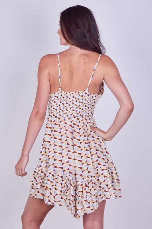 Boho Printed Cotton Mini Dress – Lightweight Summer Strappy Dress - Dresses - British D'sire