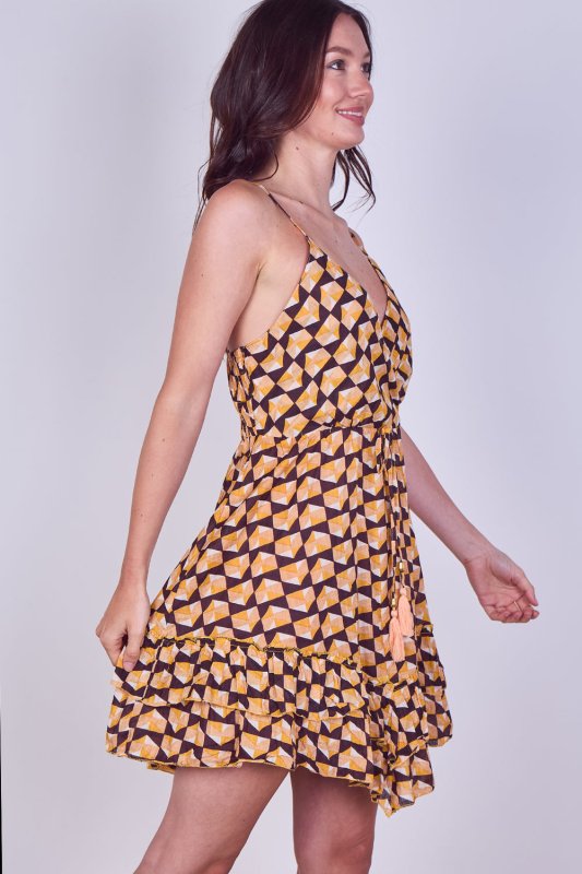 Boho Printed Cotton Mini Dress – Lightweight Summer Strappy Dress - Dresses - British D'sire