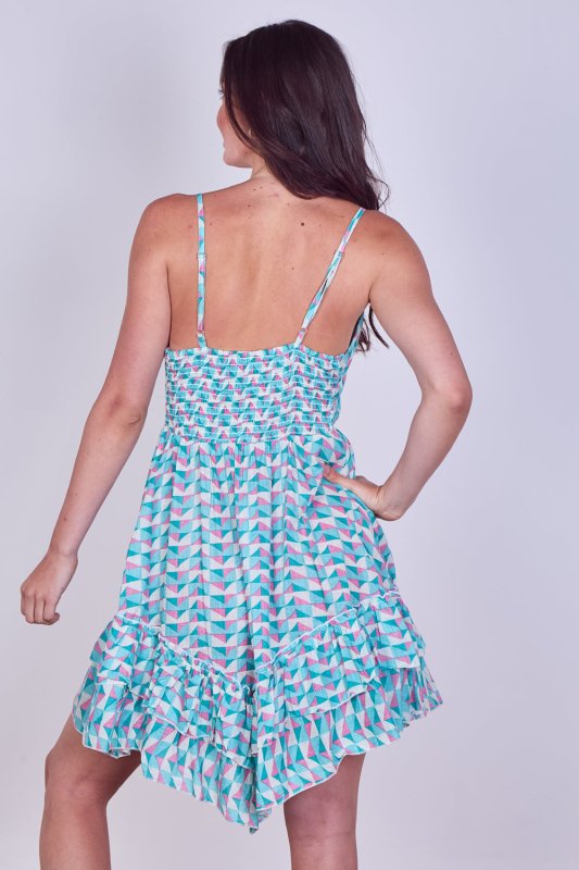 Boho Printed Cotton Mini Dress – Lightweight Summer Strappy Dress - Dresses - British D'sire